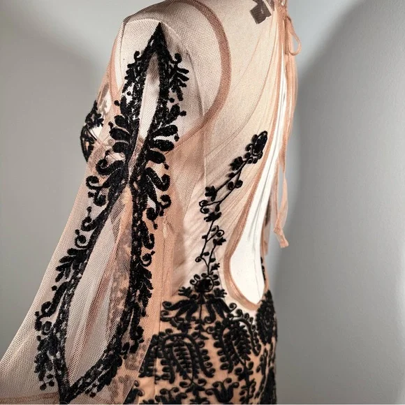 NWT For love and lemons illusion English Victorian dress black nude mesh size s